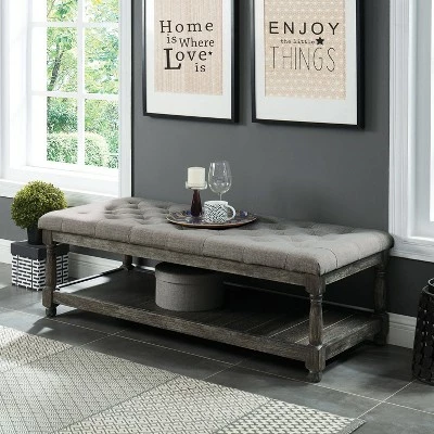 Arianna Tufted Bench Gray - HOMES: Inside + Out 3 Arianna Tufted Bench Gray - HOMES: Inside + Out
