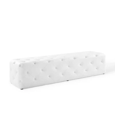 72" Amour Tufted Button Entryway Faux Leather Bench White - Modway 3 72" Amour Tufted Button Entryway Faux Leather Bench White - Modway