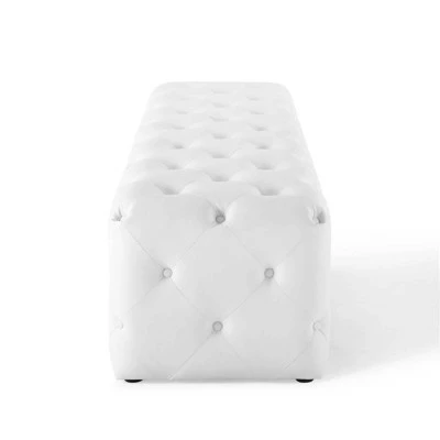 72" Amour Tufted Button Entryway Faux Leather Bench White - Modway 4 72" Amour Tufted Button Entryway Faux Leather Bench White - Modway - Image 2