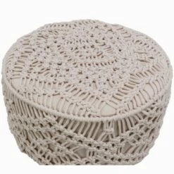 Decor Therapy Nirobi Crocheted Stool White - Décor Therapy