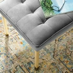 Loft Stainless Steel Leg Medium Performance Velvet Bench Gold/Gray - Modway -Ottomans Official Shop unnamed file 2804