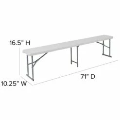 Flash Furniture 10.25''W x 71''L Bi-Fold Granite White Plastic Bench with Carrying Handle -Ottomans Official Shop unnamed file 2830