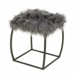 Olivia & May Contemporary Faux Fur Foot Stool Gray - Olivia & May -Ottomans Official Shop unnamed file 2848