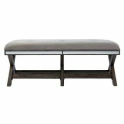 Memgor 47.5" Upholstered Bench Light Brown/Gray - Aiden Lane