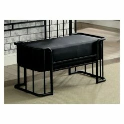 Carini Industrial Cushioned Bench Small Black - HOMES: Inside + Out