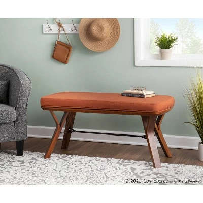 42" Folia Bench Polyester/Wood Walnut/Orange - LumiSource 8 42" Folia Bench Polyester/Wood Walnut/Orange - LumiSource - Image 6