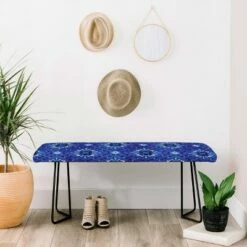 Schatzi Brown Boho Tile Bench - Deny Designs Gold/blue