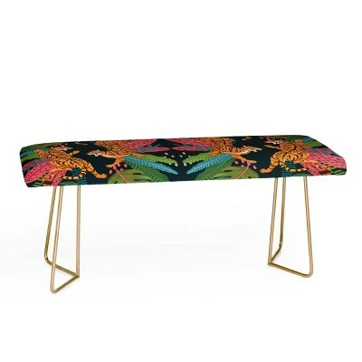 Avenie Jungle Cats Bench - Deny Designs Black/gold 5 Avenie Jungle Cats Bench - Deny Designs Black/gold - Image 3