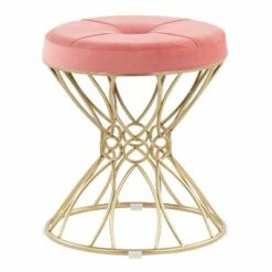 Jasmine Contemporary Vanity Stool - LumiSource Pink -Ottomans Official Shop unnamed file 302