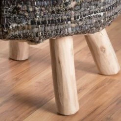 Harris Handcrafted Boho Fabric Round Stool Khaki - Christopher Knight Home -Ottomans Official Shop unnamed file 305