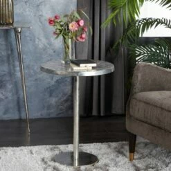 Contemporary Aluminum Accent Table - Olivia & May Silver