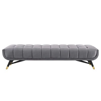 Adept Upholstered Velvet Bench Gray - Modway 4 Adept Upholstered Velvet Bench Gray - Modway - Image 2