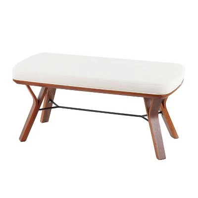 42" Folia Bench Polyester/Wood Walnut/Cream - LumiSource 4 42" Folia Bench Polyester/Wood Walnut/Cream - LumiSource - Image 2