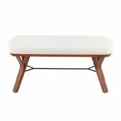 42" Folia Bench Polyester/Wood Walnut/Cream - LumiSource 12 42" Folia Bench Polyester/Wood Walnut/Cream - LumiSource -Ottomans Official Shop unnamed file 3154