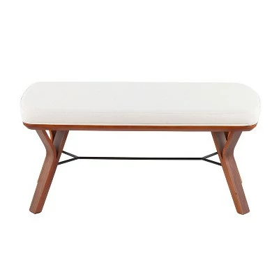 42" Folia Bench Polyester/Wood Walnut/Cream - LumiSource 5 42" Folia Bench Polyester/Wood Walnut/Cream - LumiSource - Image 3