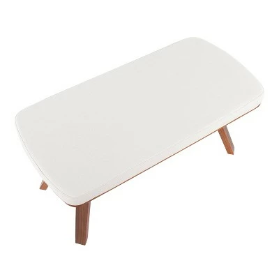 42" Folia Bench Polyester/Wood Walnut/Cream - LumiSource 6 42" Folia Bench Polyester/Wood Walnut/Cream - LumiSource - Image 4