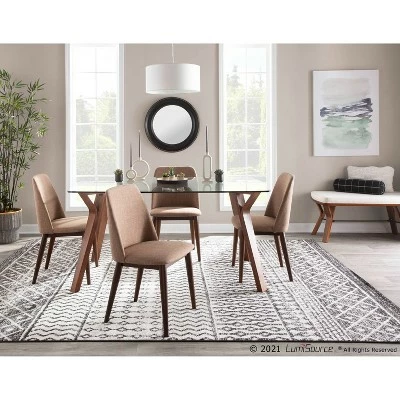 42" Folia Bench Polyester/Wood Walnut/Cream - LumiSource 8 42" Folia Bench Polyester/Wood Walnut/Cream - LumiSource - Image 6