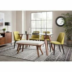 42" Folia Bench Polyester/Wood Walnut/Cream - LumiSource 17 42" Folia Bench Polyester/Wood Walnut/Cream - LumiSource -Ottomans Official Shop unnamed file 3159