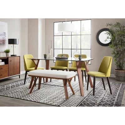 42" Folia Bench Polyester/Wood Walnut/Cream - LumiSource 10 42" Folia Bench Polyester/Wood Walnut/Cream - LumiSource - Image 8