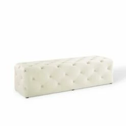 60" Amour Tufted Button Entryway Performance Velvet Bench - Modway Dusty Rose