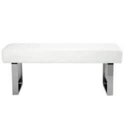 Amanda Faux Leather Bench White - Armen Living