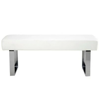Amanda Faux Leather Bench White - Armen Living 3 Amanda Faux Leather Bench White - Armen Living