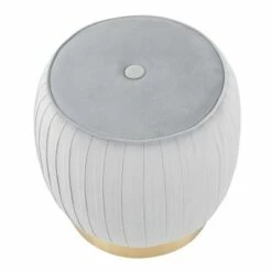 Tania Ottoman Velvet/Steel Gold/Silver - LumiSource