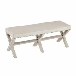 Upholstered X Base Bed Bench Beige - HomeFare -Ottomans Official Shop unnamed file 3215