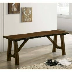 Lyoth Bench with Live Edge Wooden Seat Walnut - HOMES: Inside + Out