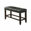 Wood Based High Bench with Tufted Seat - Benzara Brown