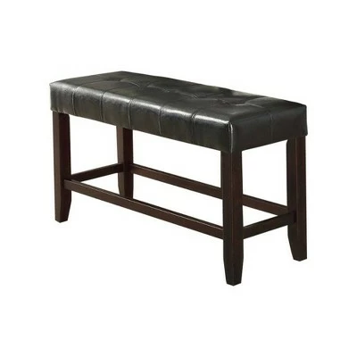 Wood Based High Bench with Tufted Seat - Benzara Brown 3 Wood Based High Bench with Tufted Seat - Benzara Brown