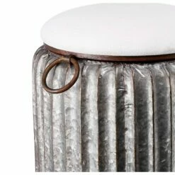 A&B Home Quinby Storage Stool Silver/White - A&B Home