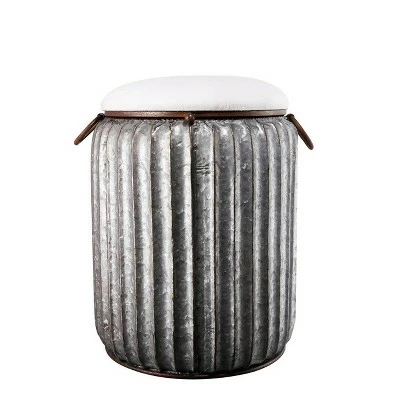 A&B Home Quinby Storage Stool Silver/White - A&B Home 4 A&B Home Quinby Storage Stool Silver/White - A&B Home - Image 2