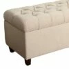 Fabric Upholste Button Tufted Wooden Bench - Benzara Light Gray/brown -Ottomans Official Shop unnamed file 3292