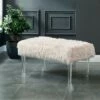 42" Korbin Faux Fur Like Glam Bench Pink - HOMES: Inside + Out -Ottomans Official Shop unnamed file 3323