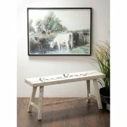 Sullivans Farmhouse Wood Bench 17"H Off-White -Ottomans Official Shop unnamed file 3337