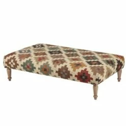Patterned Upholstered Bench Beige - HomeFare