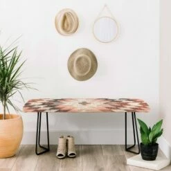 Holli Zollinger Native Coral Diamond Bench - Deny Designs Black