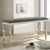 50" Bringe Upholstered Counter Height Bench Ivory/Dark Gray - HOMES: Inside + Out