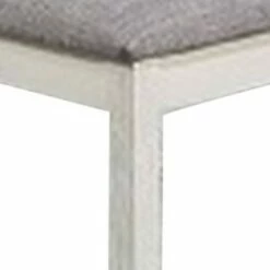 Bench with Fabric Upholstered Seat and Chamfered Legs Gray - Benzara -Ottomans Official Shop unnamed file 3370