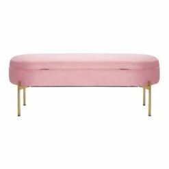 48" Chloe Storage Bench Velvet/Metal Gold/Blush Pink - LumiSource -Ottomans Official Shop unnamed file 3374