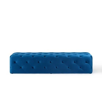 72" Amour Tufted Button Entryway Performance Velvet Bench - Modway Ivory 6 72" Amour Tufted Button Entryway Performance Velvet Bench - Modway Ivory - Image 4