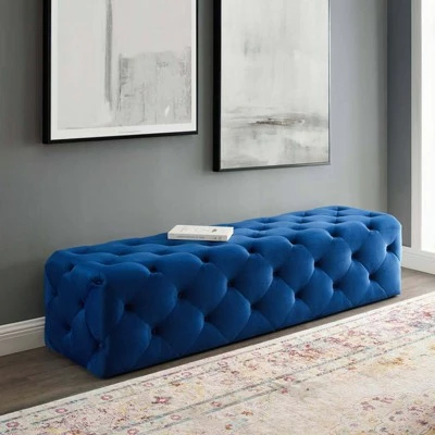 72" Amour Tufted Button Entryway Performance Velvet Bench - Modway Ivory 9 72" Amour Tufted Button Entryway Performance Velvet Bench - Modway Ivory - Image 7