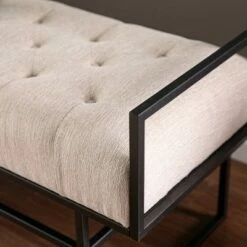 Tedges Upholstered Bench Beige/Gray - Aiden Lane