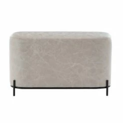 32" Modern Decorative Bench with Metal Base Distressed Tan Faux Leather - WOVENBYRD