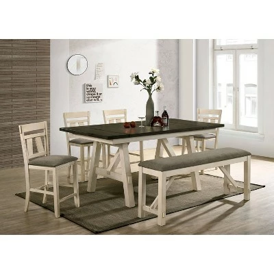 60" Altamont Padded Seat Counter Height Bench Ivory/Gray - HOMES: Inside + Out 5 60" Altamont Padded Seat Counter Height Bench Ivory/Gray - HOMES: Inside + Out - Image 4