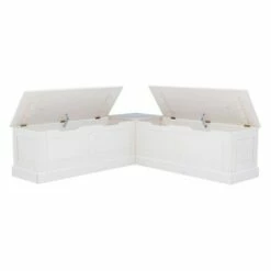 Tobin Backless Corner Breakfast Nook - Linon White -Ottomans Official Shop unnamed file 3456
