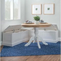 Tobin Backless Corner Breakfast Nook - Linon White -Ottomans Official Shop unnamed file 3464