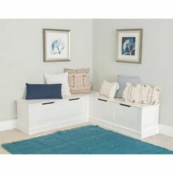 Tobin Backless Corner Breakfast Nook - Linon White -Ottomans Official Shop unnamed file 3465