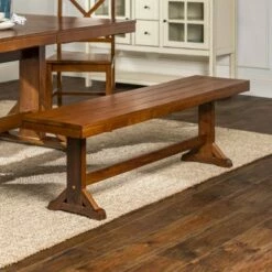 60" Trestle Leg Wood Dining Kitchen Bench - Saracina Home Antique Black